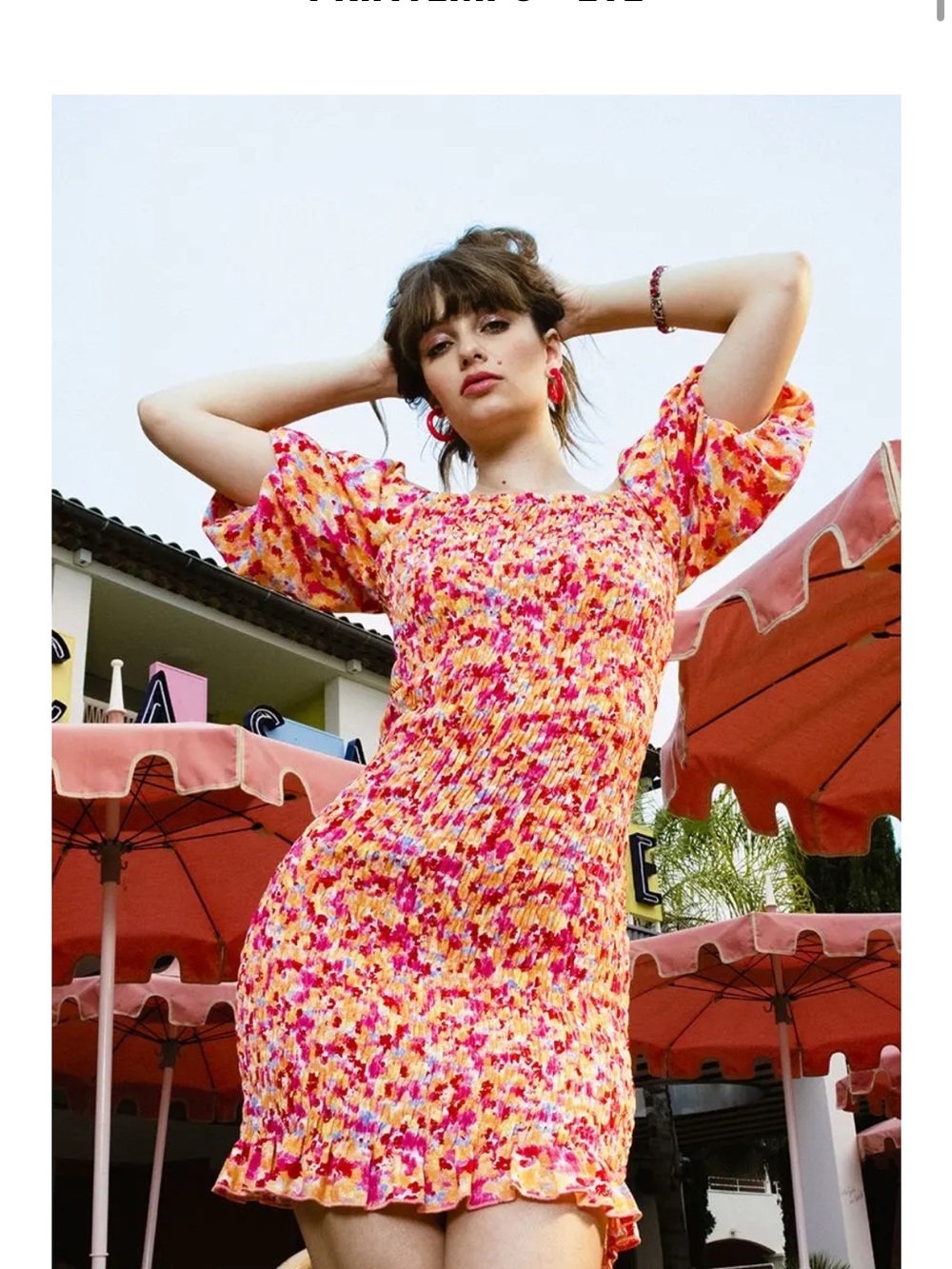 Lili Sidonio by Molly Bracken Smocked Floral Mini Dress Size Small